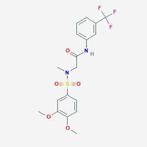 molecular formula C18H19F3N2O5S B4535669 2-[(3,4-dimethoxyphenyl)sulfonyl-methylamino]-N-[3-(trifluoromethyl)phenyl]acetamide 