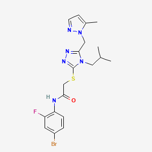 molecular formula C19H22BrFN6OS B4535679 N~1~-(4-BROMO-2-FLUOROPHENYL)-2-({4-ISOBUTYL-5-[(5-METHYL-1H-PYRAZOL-1-YL)METHYL]-4H-1,2,4-TRIAZOL-3-YL}SULFANYL)ACETAMIDE 