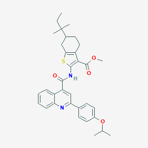 molecular formula C34H38N2O4S B453571 Methyl 2-({[2-(4-isopropoxyphenyl)-4-quinolinyl]carbonyl}amino)-6-tert-pentyl-4,5,6,7-tetrahydro-1-benzothiophene-3-carboxylate 