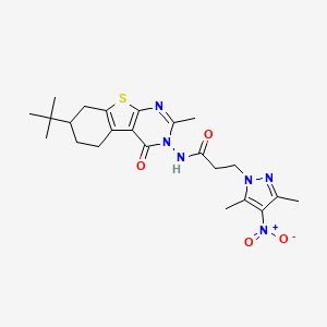 molecular formula C23H30N6O4S B4535717 N-[7-(TERT-BUTYL)-2-METHYL-4-OXO-5,6,7,8-TETRAHYDRO[1]BENZOTHIENO[2,3-D]PYRIMIDIN-3(4H)-YL]-3-(3,5-DIMETHYL-4-NITRO-1H-PYRAZOL-1-YL)PROPANAMIDE 