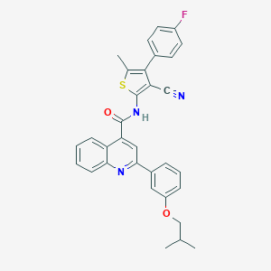 molecular formula C32H26FN3O2S B453573 N-[3-cyano-4-(4-fluorophenyl)-5-methylthiophen-2-yl]-2-[3-(2-methylpropoxy)phenyl]quinoline-4-carboxamide 