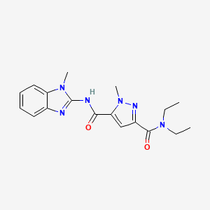 molecular formula C18H22N6O2 B4535738 N,N-DIETHYL-1-METHYL-N-(1-METHYL-1H-1,3-BENZIMIDAZOL-2-YL)-1H-PYRAZOLE-3,5-DICARBOXAMIDE 