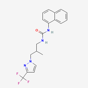 molecular formula C19H19F3N4O B4535820 N-{2-METHYL-3-[3-(TRIFLUOROMETHYL)-1H-PYRAZOL-1-YL]PROPYL}-N'-(1-NAPHTHYL)UREA 
