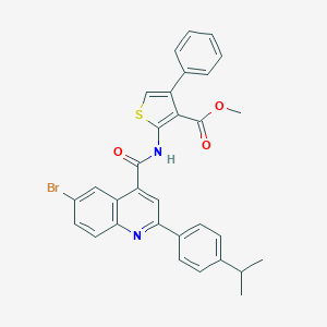 molecular formula C31H25BrN2O3S B453587 Methyl 2-({[6-bromo-2-(4-isopropylphenyl)-4-quinolinyl]carbonyl}amino)-4-phenyl-3-thiophenecarboxylate 