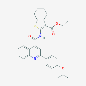 molecular formula C30H30N2O4S B453588 Ethyl 2-({[2-(4-isopropoxyphenyl)-4-quinolinyl]carbonyl}amino)-4,5,6,7-tetrahydro-1-benzothiophene-3-carboxylate 