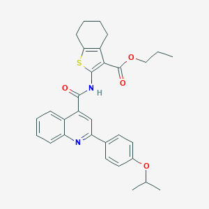 molecular formula C31H32N2O4S B453597 Propyl 2-({[2-(4-isopropoxyphenyl)-4-quinolinyl]carbonyl}amino)-4,5,6,7-tetrahydro-1-benzothiophene-3-carboxylate 