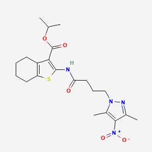 molecular formula C21H28N4O5S B4535990 PROPAN-2-YL 2-[4-(3,5-DIMETHYL-4-NITRO-1H-PYRAZOL-1-YL)BUTANAMIDO]-4,5,6,7-TETRAHYDRO-1-BENZOTHIOPHENE-3-CARBOXYLATE 