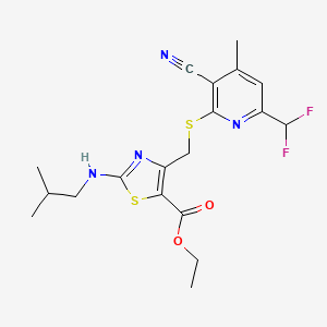 molecular formula C19H22F2N4O2S2 B4536055 ETHYL 4-({[3-CYANO-6-(DIFLUOROMETHYL)-4-METHYL-2-PYRIDYL]SULFANYL}METHYL)-2-(ISOBUTYLAMINO)-1,3-THIAZOLE-5-CARBOXYLATE 