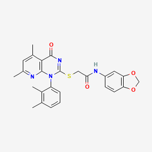 molecular formula C26H24N4O4S B4536062 N-(2H-1,3-BENZODIOXOL-5-YL)-2-{[1-(2,3-DIMETHYLPHENYL)-5,7-DIMETHYL-4-OXO-1H,4H-PYRIDO[2,3-D]PYRIMIDIN-2-YL]SULFANYL}ACETAMIDE 