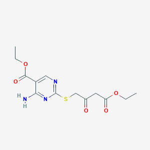molecular formula C13H17N3O5S B4536084 Ethyl 4-[4-amino-5-(ethoxycarbonyl)pyrimidin-2-ylthio]-3-oxobutanoate 