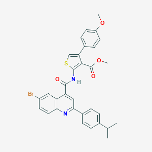 molecular formula C32H27BrN2O4S B453612 Methyl 2-({[6-bromo-2-(4-isopropylphenyl)-4-quinolinyl]carbonyl}amino)-4-(4-methoxyphenyl)-3-thiophenecarboxylate 
