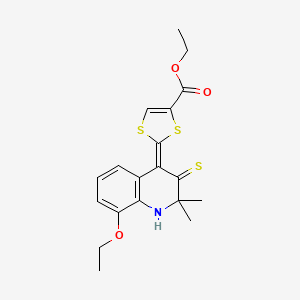 molecular formula C19H21NO3S3 B4536123 ETHYL 2-[(4Z)-8-ETHOXY-2,2-DIMETHYL-3-SULFANYLIDENE-1,2,3,4-TETRAHYDROQUINOLIN-4-YLIDENE]-2H-1,3-DITHIOLE-4-CARBOXYLATE 