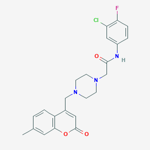 molecular formula C23H23ClFN3O3 B4536152 N-(3-chloro-4-fluorophenyl)-2-{4-[(7-methyl-2-oxo-2H-chromen-4-yl)methyl]piperazin-1-yl}acetamide 