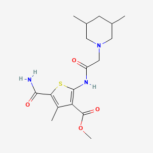 molecular formula C17H25N3O4S B4536181 Methyl 5-carbamoyl-2-{[(3,5-dimethylpiperidin-1-yl)acetyl]amino}-4-methylthiophene-3-carboxylate 