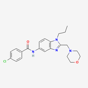 molecular formula C22H25ClN4O2 B4536281 4-Chloro-N-{2-[(morpholin-4-YL)methyl]-1-propyl-1H-1,3-benzodiazol-5-YL}benzamide 