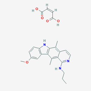 molecular formula C25H27N3O5 B045363 5,11-Dimethyl-9-methoxy-N-propyl-6H-pyrido(4,3-b)carbazol-1-amine maleate CAS No. 115464-65-8