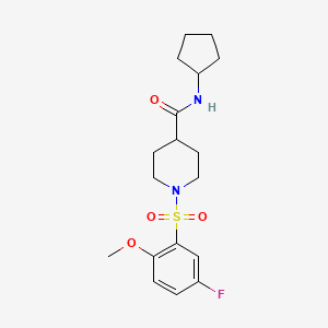 molecular formula C18H25FN2O4S B4536424 N-cyclopentyl-1-[(5-fluoro-2-methoxyphenyl)sulfonyl]piperidine-4-carboxamide 