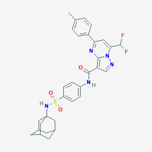 molecular formula C31H31F2N5O3S B453656 N-{4-[(1-adamantylamino)sulfonyl]phenyl}-7-(difluoromethyl)-5-(4-methylphenyl)pyrazolo[1,5-a]pyrimidine-3-carboxamide 