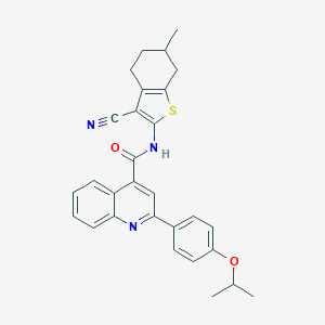 molecular formula C29H27N3O2S B453663 N-(3-cyano-6-methyl-4,5,6,7-tetrahydro-1-benzothien-2-yl)-2-(4-isopropoxyphenyl)-4-quinolinecarboxamide 