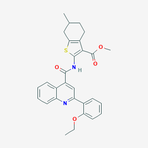 molecular formula C29H28N2O4S B453664 Methyl 2-({[2-(2-ethoxyphenyl)-4-quinolinyl]carbonyl}amino)-6-methyl-4,5,6,7-tetrahydro-1-benzothiophene-3-carboxylate 