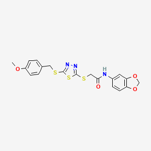 molecular formula C19H17N3O4S3 B4536766 N-(1,3-benzodioxol-5-yl)-2-({5-[(4-methoxybenzyl)sulfanyl]-1,3,4-thiadiazol-2-yl}sulfanyl)acetamide 