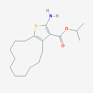 molecular formula C18H29NO2S B453686 Isopropyl 2-amino-4,5,6,7,8,9,10,11,12,13-decahydrocyclododeca[b]thiophene-3-carboxylate CAS No. 350997-38-5