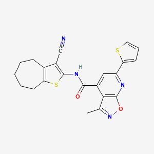 molecular formula C22H18N4O2S2 B4536860 N-{3-CYANO-4H,5H,6H,7H,8H-CYCLOHEPTA[B]THIOPHEN-2-YL}-3-METHYL-6-(THIOPHEN-2-YL)-[1,2]OXAZOLO[5,4-B]PYRIDINE-4-CARBOXAMIDE 