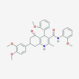 molecular formula C33H34N2O6 B4536893 7-(3,4-dimethoxyphenyl)-N,4-bis(2-methoxyphenyl)-2-methyl-5-oxo-1,4,5,6,7,8-hexahydroquinoline-3-carboxamide 
