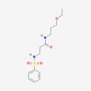 molecular formula C14H22N2O4S B4536944 N-(3-ETHOXYPROPYL)-3-[(PHENYLSULFONYL)AMINO]PROPANAMIDE 