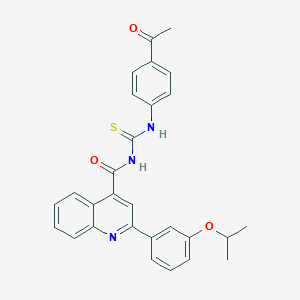 molecular formula C28H25N3O3S B453706 N-(4-acetylphenyl)-N'-{[2-(3-isopropoxyphenyl)-4-quinolinyl]carbonyl}thiourea 
