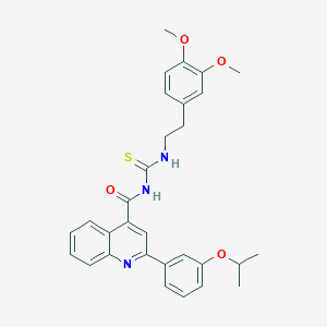 molecular formula C30H31N3O4S B453730 N-(3,4-DIMETHOXYPHENETHYL)-N'-{[2-(3-ISOPROPOXYPHENYL)-4-QUINOLYL]CARBONYL}THIOUREA 