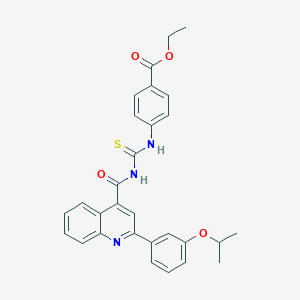 molecular formula C29H27N3O4S B453731 ETHYL 4-{[({[2-(3-ISOPROPOXYPHENYL)-4-QUINOLYL]CARBONYL}AMINO)CARBOTHIOYL]AMINO}BENZOATE 