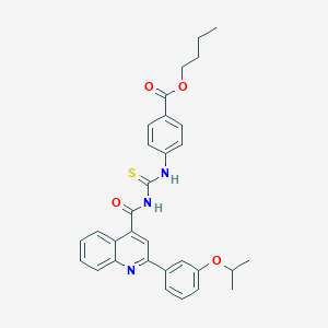 molecular formula C31H31N3O4S B453732 BUTYL 4-{[({[2-(3-ISOPROPOXYPHENYL)-4-QUINOLYL]CARBONYL}AMINO)CARBOTHIOYL]AMINO}BENZOATE 