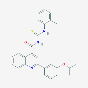 molecular formula C27H25N3O2S B453738 N-{[2-(3-isopropoxyphenyl)-4-quinolinyl]carbonyl}-N'-(2-methylphenyl)thiourea 