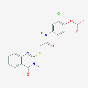 molecular formula C18H14ClF2N3O3S B4537388 N-[3-CHLORO-4-(DIFLUOROMETHOXY)PHENYL]-2-[(3-METHYL-4-OXO-3,4-DIHYDRO-2-QUINAZOLINYL)SULFANYL]ACETAMIDE 