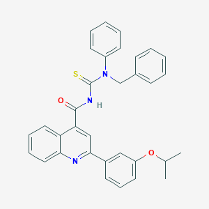 molecular formula C33H29N3O2S B453739 N-BENZYL-N'-{[2-(3-ISOPROPOXYPHENYL)-4-QUINOLYL]CARBONYL}-N-PHENYLTHIOUREA 