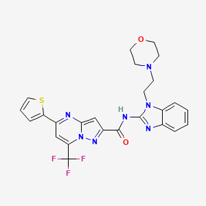molecular formula C25H22F3N7O2S B4537417 N-[1-(2-MORPHOLINOETHYL)-1H-1,3-BENZIMIDAZOL-2-YL]-5-(2-THIENYL)-7-(TRIFLUOROMETHYL)PYRAZOLO[1,5-A]PYRIMIDINE-2-CARBOXAMIDE 