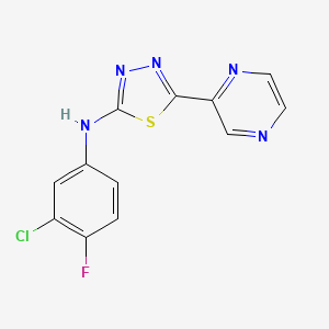 molecular formula C12H7ClFN5S B4537480 N-(3-CHLORO-4-FLUOROPHENYL)-N-[5-(2-PYRAZINYL)-1,3,4-THIADIAZOL-2-YL]AMINE 