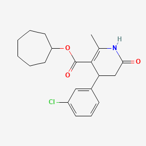 molecular formula C20H24ClNO3 B4537609 Cycloheptyl 4-(3-chlorophenyl)-2-methyl-6-oxo-1,4,5,6-tetrahydropyridine-3-carboxylate 