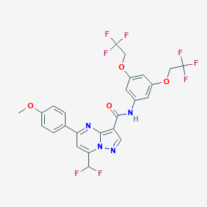 molecular formula C25H18F8N4O4 B453777 N-[3,5-bis(2,2,2-trifluoroethoxy)phenyl]-7-(difluoromethyl)-5-(4-methoxyphenyl)pyrazolo[1,5-a]pyrimidine-3-carboxamide 