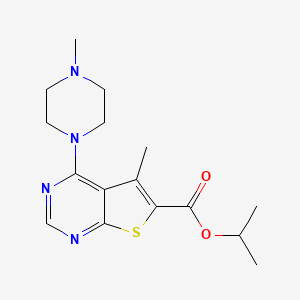 molecular formula C16H22N4O2S B4537823 Propan-2-yl 5-methyl-4-(4-methylpiperazin-1-yl)thieno[2,3-d]pyrimidine-6-carboxylate 
