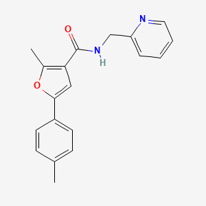 molecular formula C19H18N2O2 B4537838 2-METHYL-5-(4-METHYLPHENYL)-N-[(PYRIDIN-2-YL)METHYL]FURAN-3-CARBOXAMIDE 