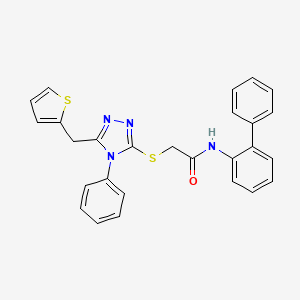 molecular formula C27H22N4OS2 B4537880 N-(2-phenylphenyl)-2-[[4-phenyl-5-(thiophen-2-ylmethyl)-1,2,4-triazol-3-yl]sulfanyl]acetamide 