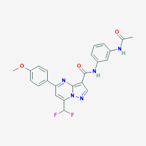 molecular formula C23H19F2N5O3 B453793 N~3~-[3-(ACETYLAMINO)PHENYL]-7-(DIFLUOROMETHYL)-5-(4-METHOXYPHENYL)PYRAZOLO[1,5-A]PYRIMIDINE-3-CARBOXAMIDE 