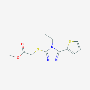 molecular formula C11H13N3O2S2 B4537970 METHYL 2-{[4-ETHYL-5-(2-THIENYL)-4H-1,2,4-TRIAZOL-3-YL]SULFANYL}ACETATE 