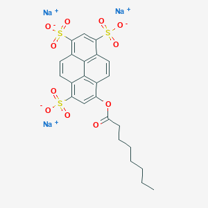 molecular formula C24H21Na3O11S3 B045381 8-Octanoyloxypyrene-1,3,6-trisulfonic acid trisodium salt CAS No. 115787-84-3