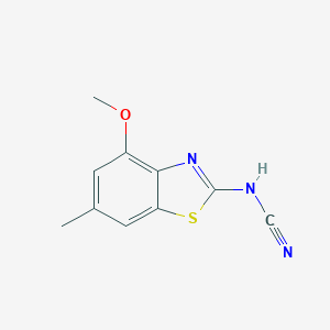molecular formula C10H9N3OS B045382 Cyanamide, (4-methoxy-6-methyl-2-benzothiazolyl)-(9CI) CAS No. 119283-96-4