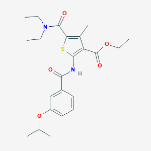 molecular formula C23H30N2O5S B453826 Ethyl 5-[(diethylamino)carbonyl]-2-[(3-isopropoxybenzoyl)amino]-4-methyl-3-thiophenecarboxylate 