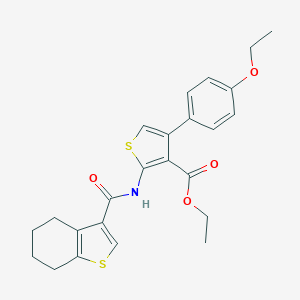 molecular formula C24H25NO4S2 B453828 Ethyl 4-(4-ethoxyphenyl)-2-[(4,5,6,7-tetrahydro-1-benzothien-3-ylcarbonyl)amino]-3-thiophenecarboxylate 