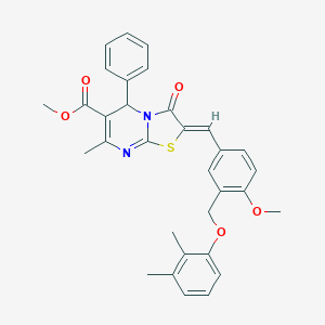 molecular formula C32H30N2O5S B453830 methyl (2Z)-2-{3-[(2,3-dimethylphenoxy)methyl]-4-methoxybenzylidene}-7-methyl-3-oxo-5-phenyl-2,3-dihydro-5H-[1,3]thiazolo[3,2-a]pyrimidine-6-carboxylate 